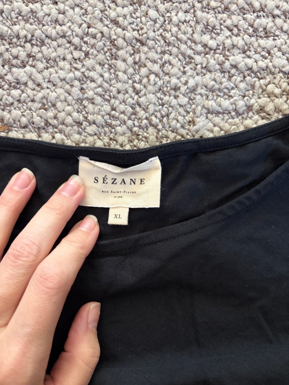 Sezane Pippa Short Dress Black Tie-Waist Short Sleeve Mini Dress - Picture 2 of 2